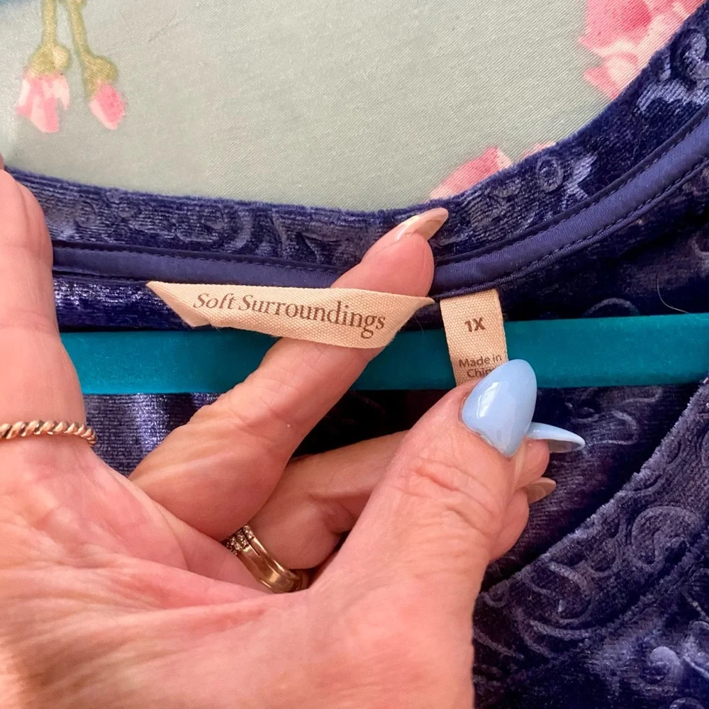 Soft Surroundings Blue Velvet Maxi Dress - Picture 5 of 7